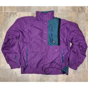 Vintage Sierra Sport Pullover Jacket L Teal Purple 90s Ski Retro Trailcore